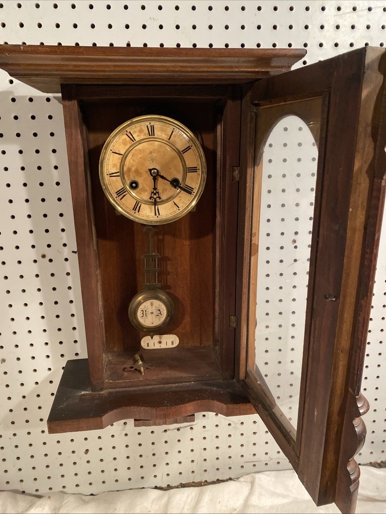 Antique Junghans German Large Solid Wood Wall Clock