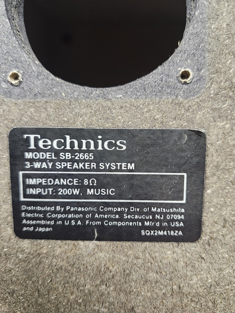technics sb-2665 Replacement 10" Woofer 8 Ohm *Tested & Working*