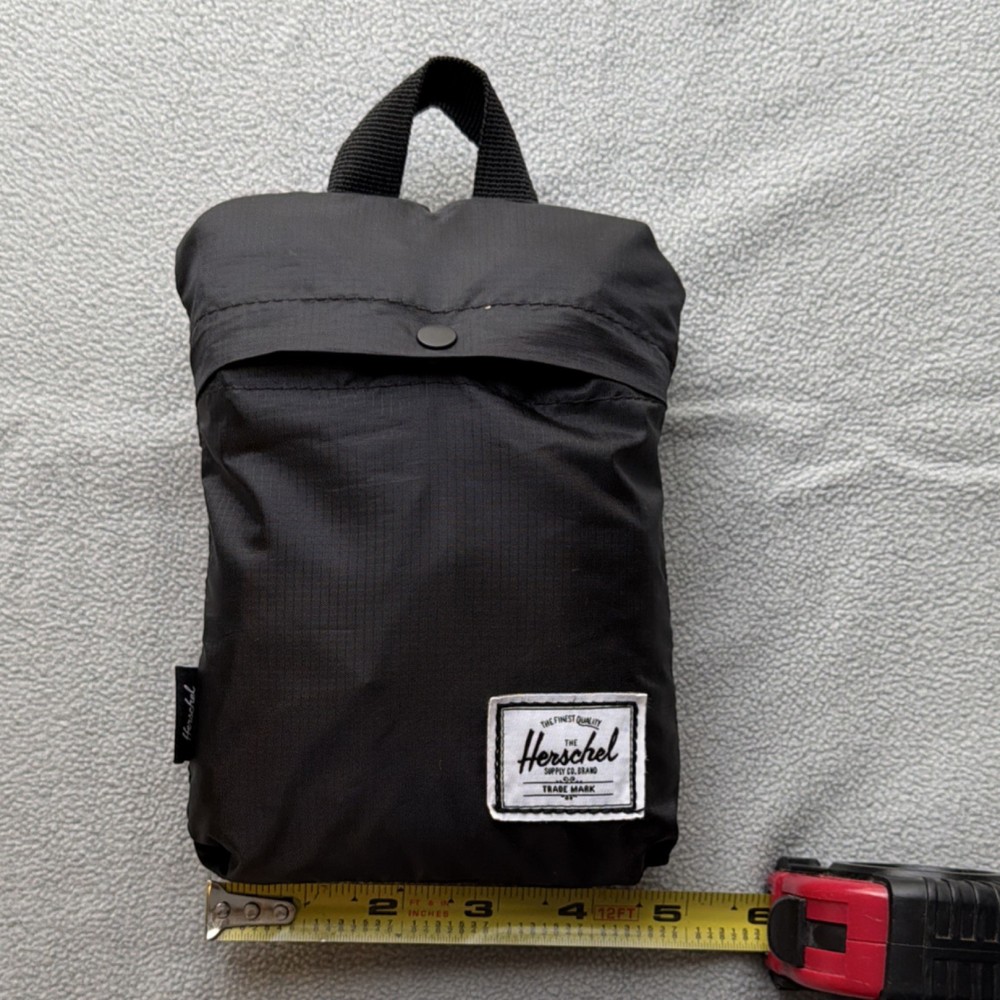 Herschel Packable Daypack Black Ripstop Polyester 24.5L Camping Hiking Backpack