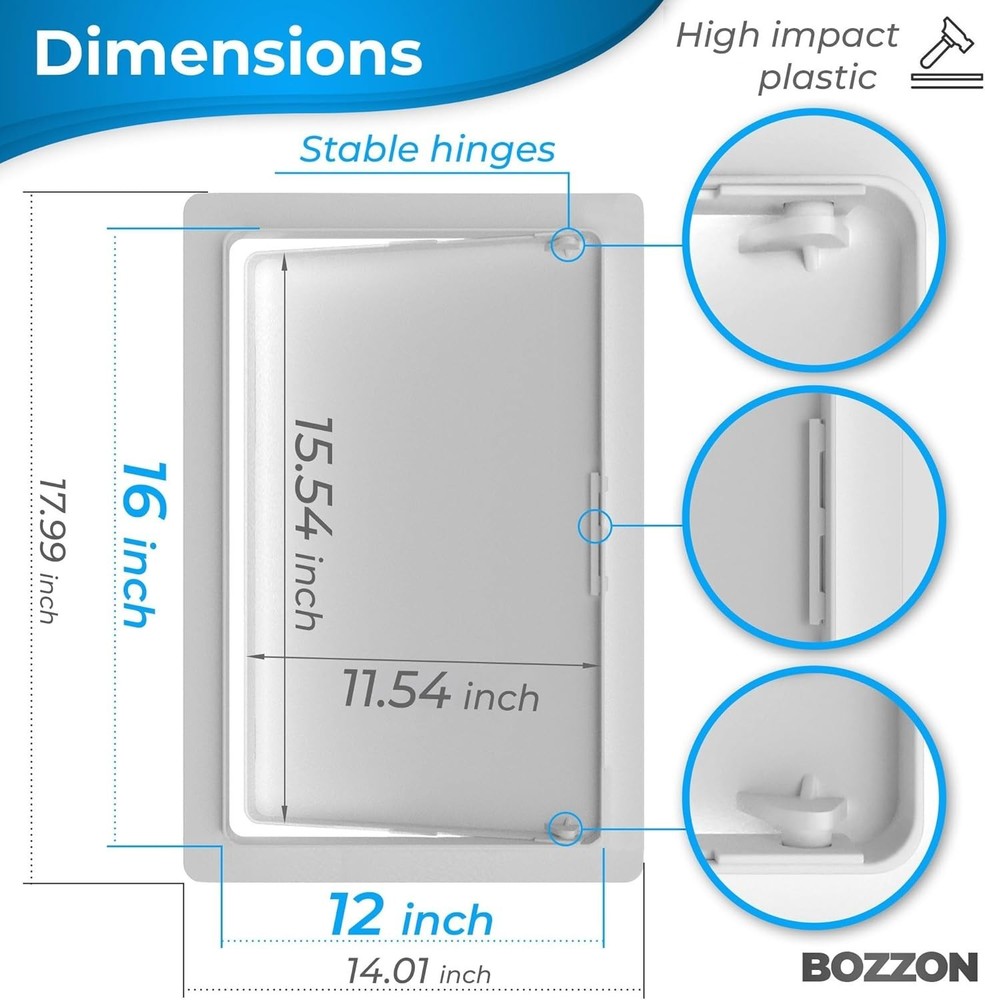 Versatile 12x16 White Access Panel – Easy Installation & Durable Plastic Design