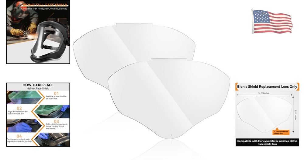 Impact-Resistant Polycarbonate Face Shield Replacement for Various Activities
