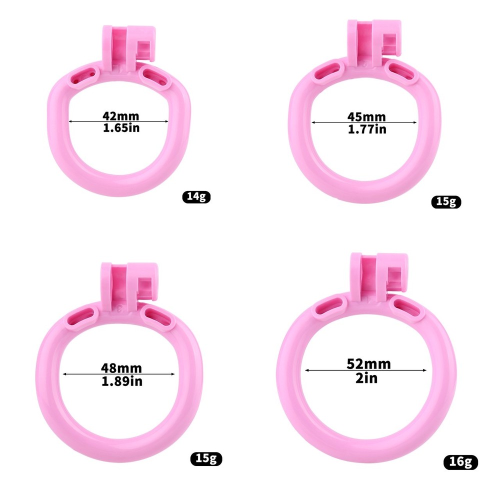 Realistic Flat Chastity Cage Sissy Device with 4 Rings & Reverse Lock, BDSM