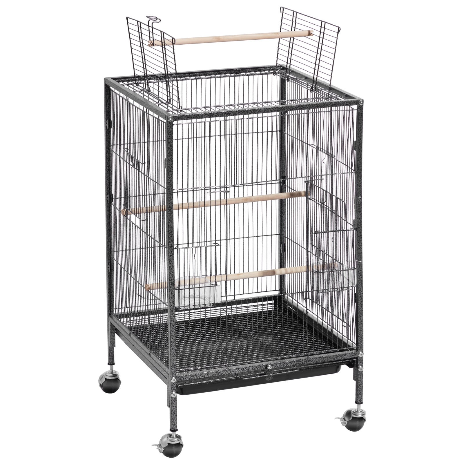 Uimoso Bird Cage with Open Flat Top, 18 x 18 x 30 inch, Wrought Iron Design