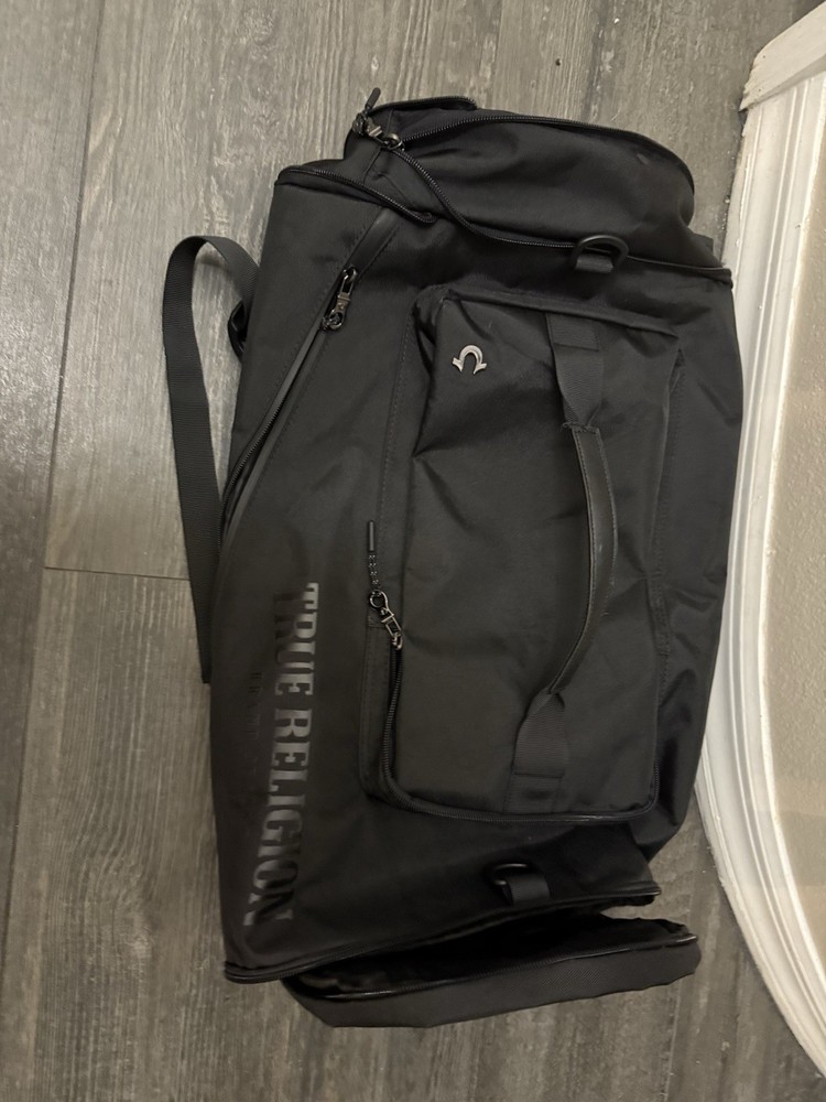 True Religion Black Backpack – Large Logo Travel/Weekender Bag