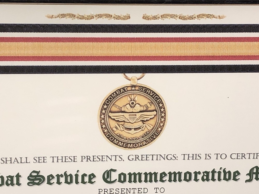 COMBAT SERVICE COMMEMORATIVE MEDAL CERTIFICATE ~ Type 1