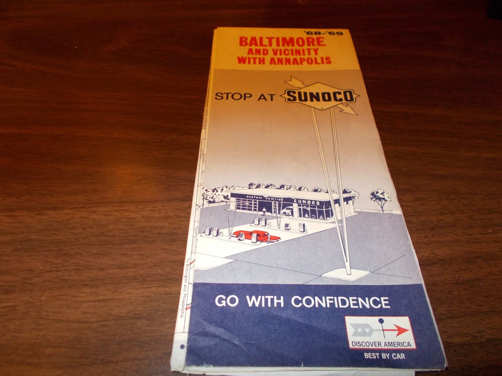 1968/69 Sunoco Baltimore/Annapolis Vintage Road Map