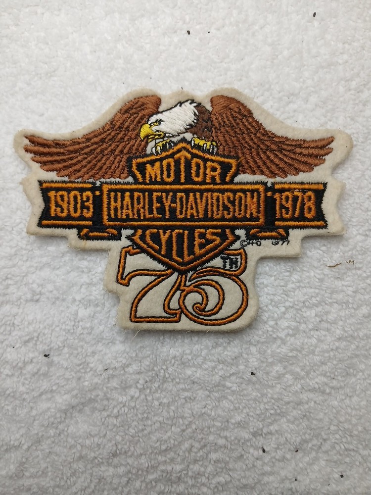 Vintage Harley-Davidson 75th Anniversary Embroidered Eagle Patch.