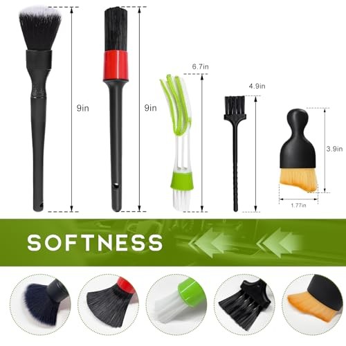 5PCS Car Detailing Brushes Duster Kit, Soft Cleaning Set Includes Dashboard