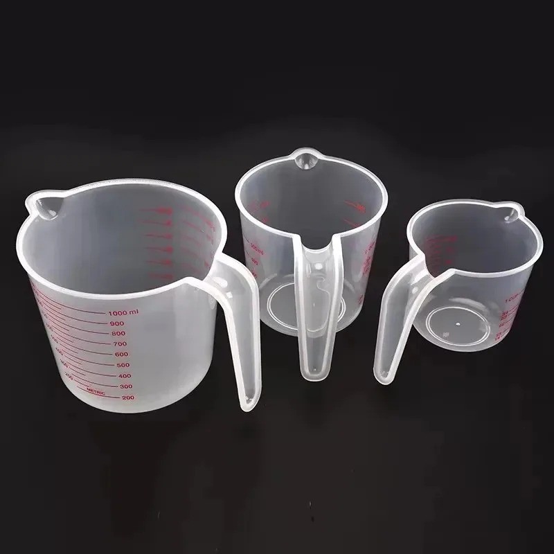 3pcs Plastic Measuring Cups Set 250/500/1000ml Liquid Beaker Kitchen Baking