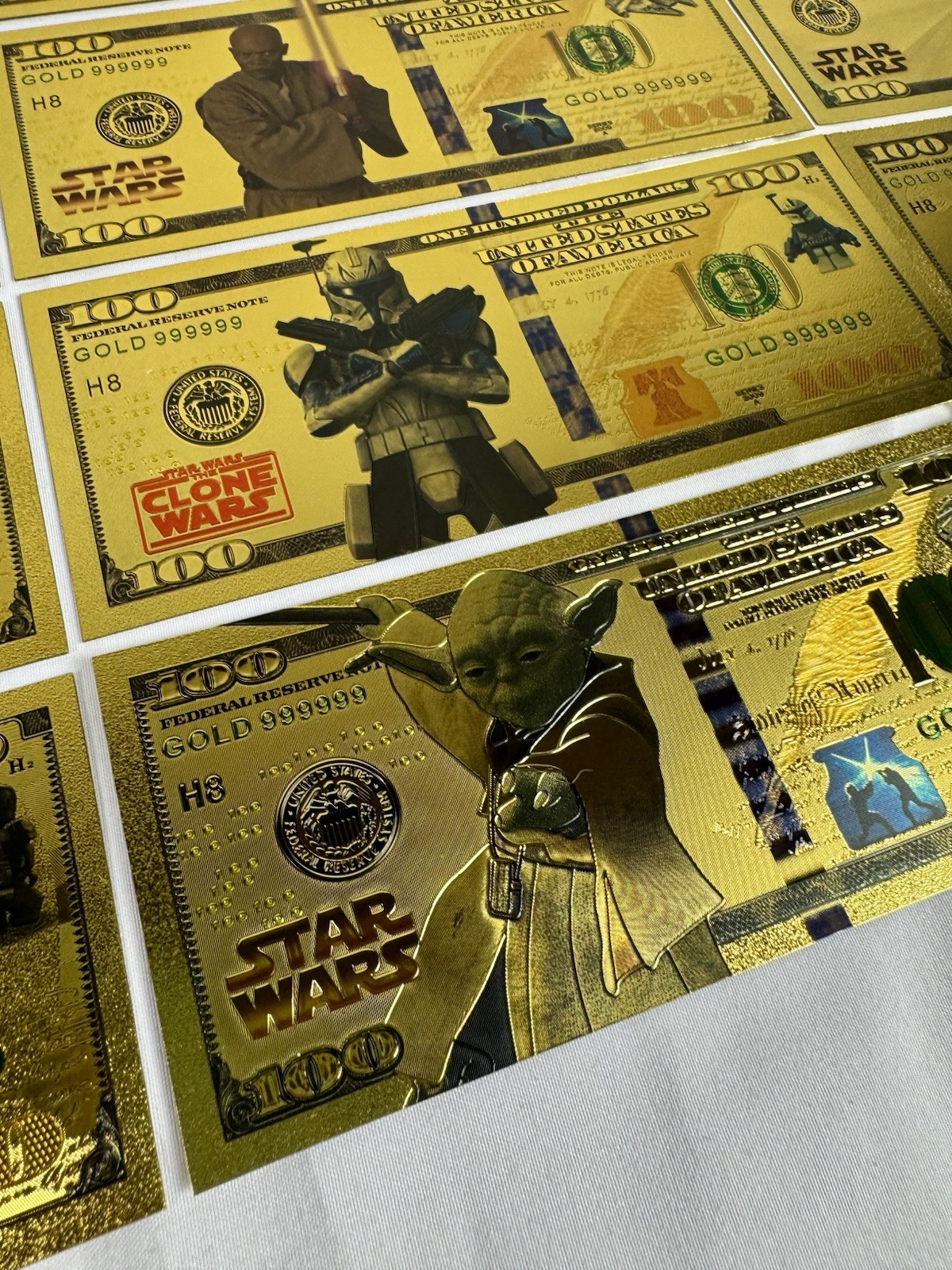 Star Wars Gold Foil Banknote Complete Set 45 pcs $100 Dollar Bills Great Gift!
