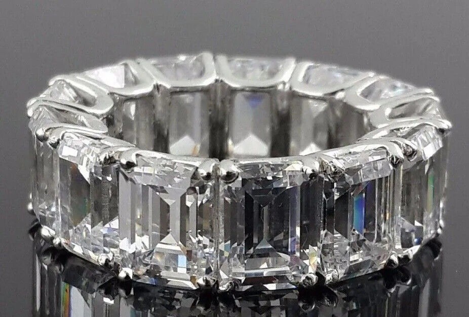White Diamond Emerald Cut 4.50 Ct Lab-Created Wedding Ring 925 Sterling Silver