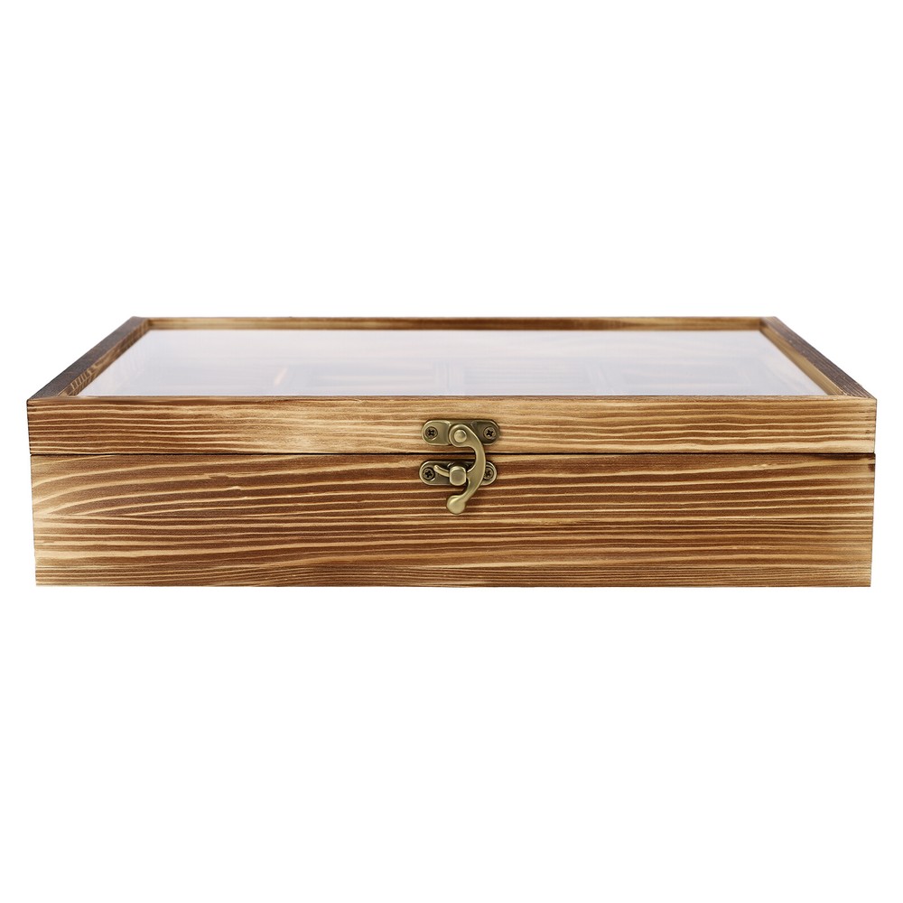 12-Compartment Wooden Spice Box with Spoon - Elegant Kitchen Storage Solution