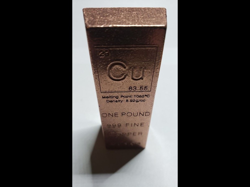 One Pound Solid Fine Copper Trapezoid Bar - Elemental Collection .999