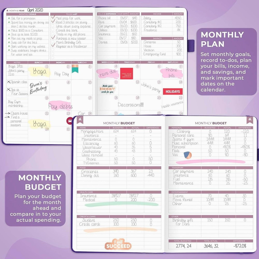 Clever Fox Financial Planner Premium Edition A5 Expense Tracker (Purple)