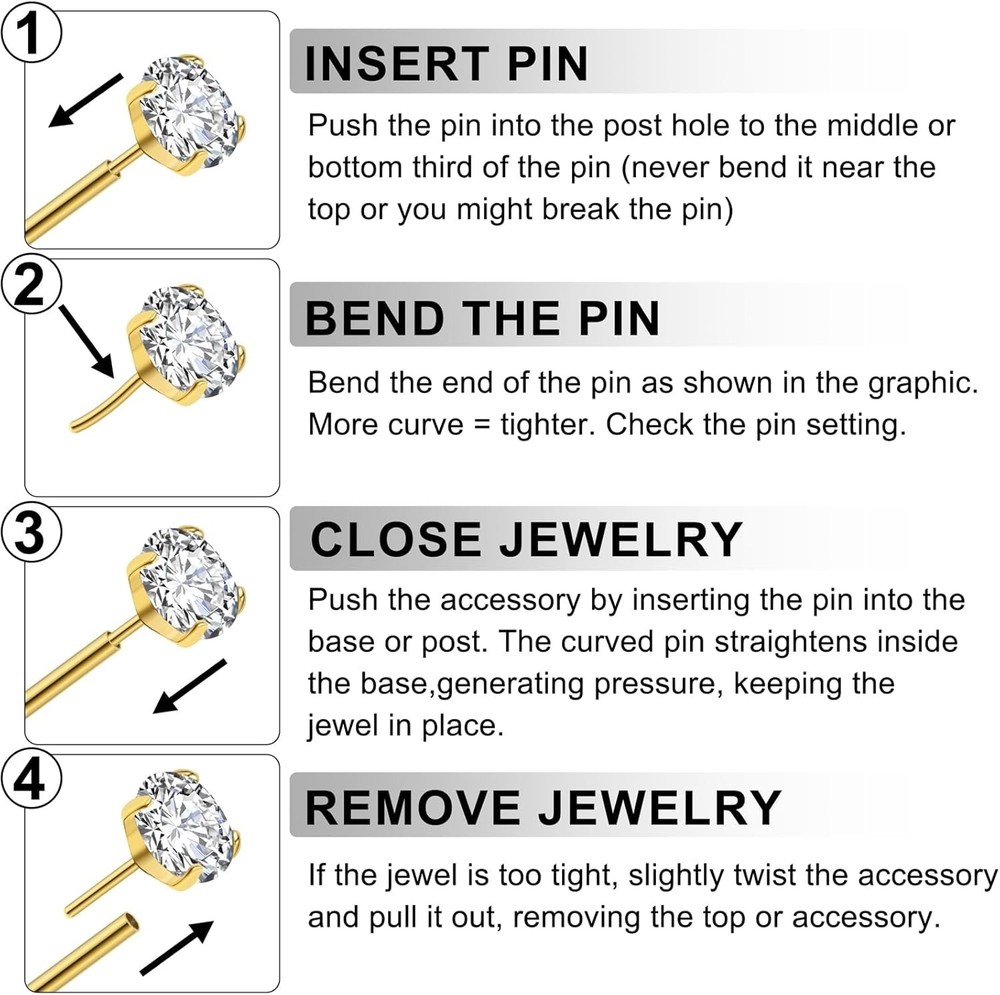 20G Flat Back Earrings Stud G23 Titanium Threadless Tragus Labret Cartilage L...