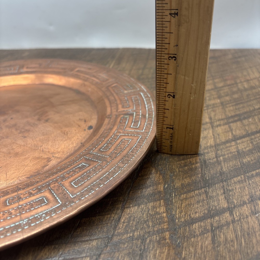 Vtg Hand Hammered Solid Copper Plate Platter Dish Antique 12”