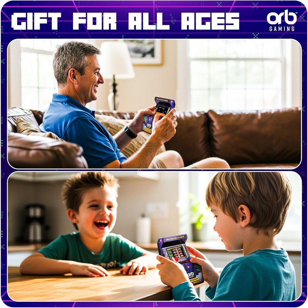 Orb - Mini Arcade Machine, 300 in-Built Games, 8-Bit Retro Arcade Games, 2.5”...