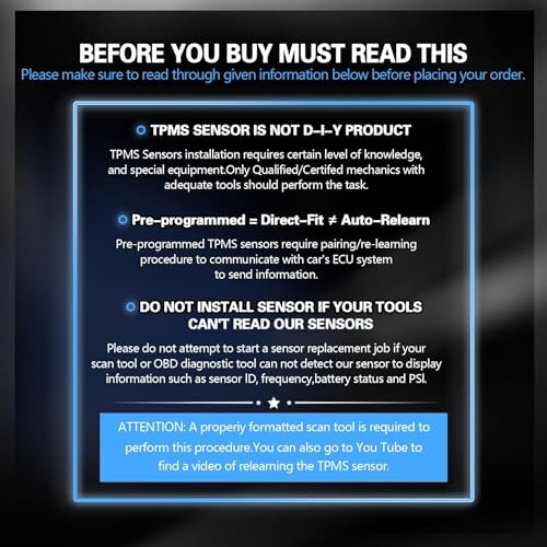 315Mhz TPMS Sensor,4-Pack Tire Pressure Monitor System Sensor Compatible with