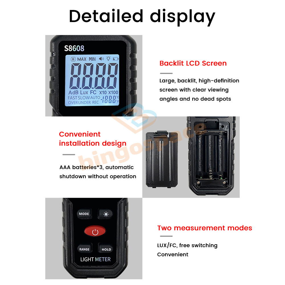 Digital illuminance Light Meter Lux meter Photometer 200000Lux Luxmeter Tool