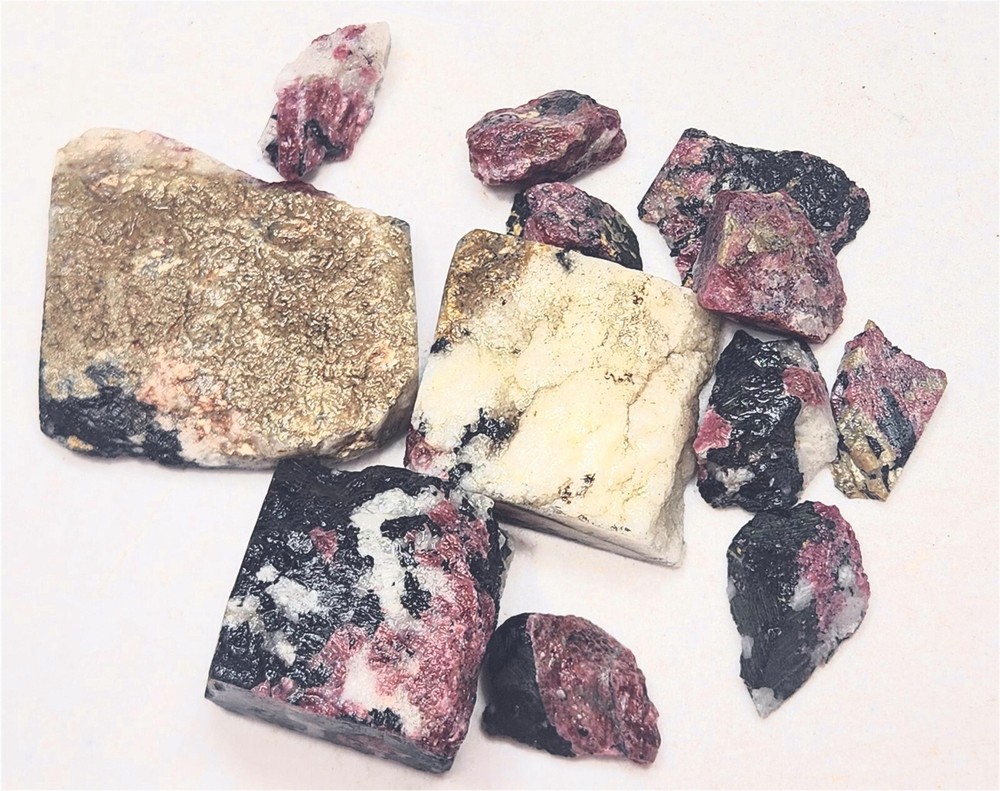 Eudialite in Matrix Large Lot Cab Cutting Rough or Specimens