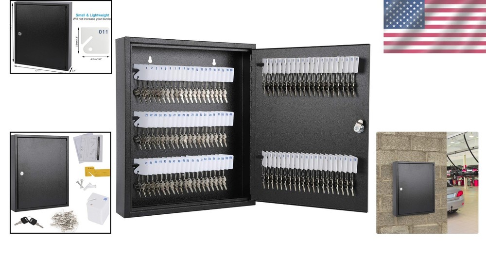 Secure Key Storage Box with 100 Key Rings