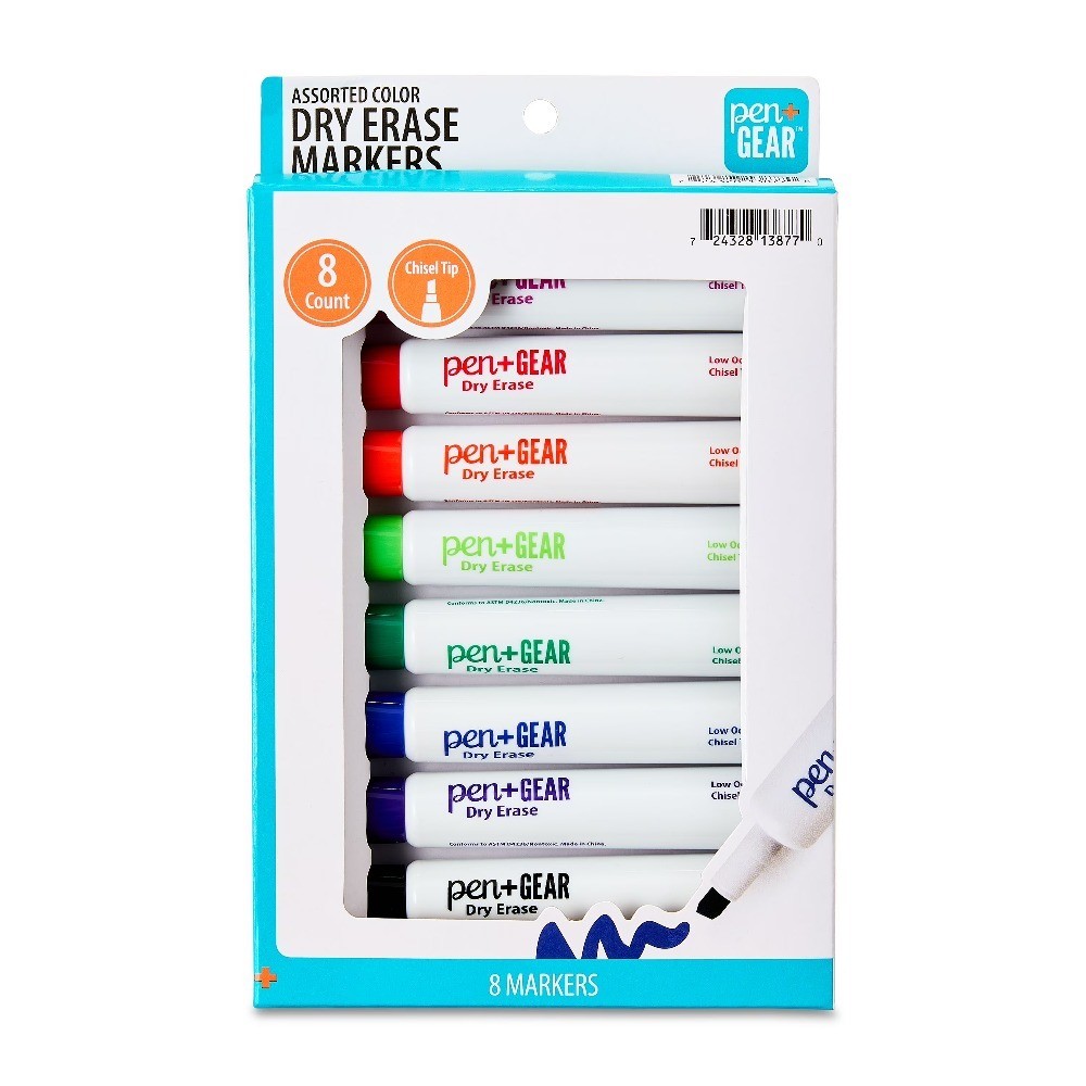 Chisel Tip Dry Erase Markers 8 Pack Assorted Colors Whiteboard Markers