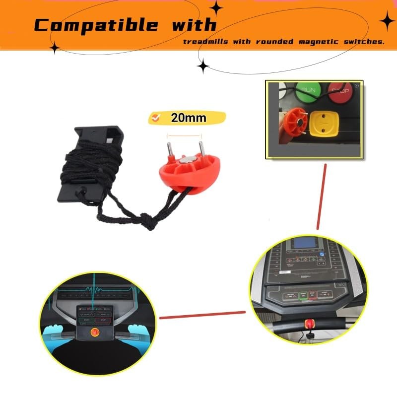 Universal Treadmill Safety Key Magnet Round Insert Style,Compatible with Prof...