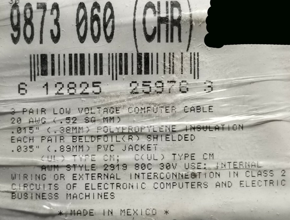 Belden 9873 20/3P Individually Shielded Twisted Pair Instrumentation Cable /10ft