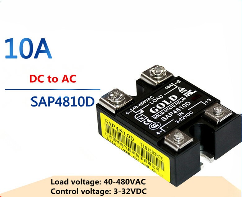 1pc SSR Single-phase Solid State Relay SAP4810D 10A DC Control AC Single LED