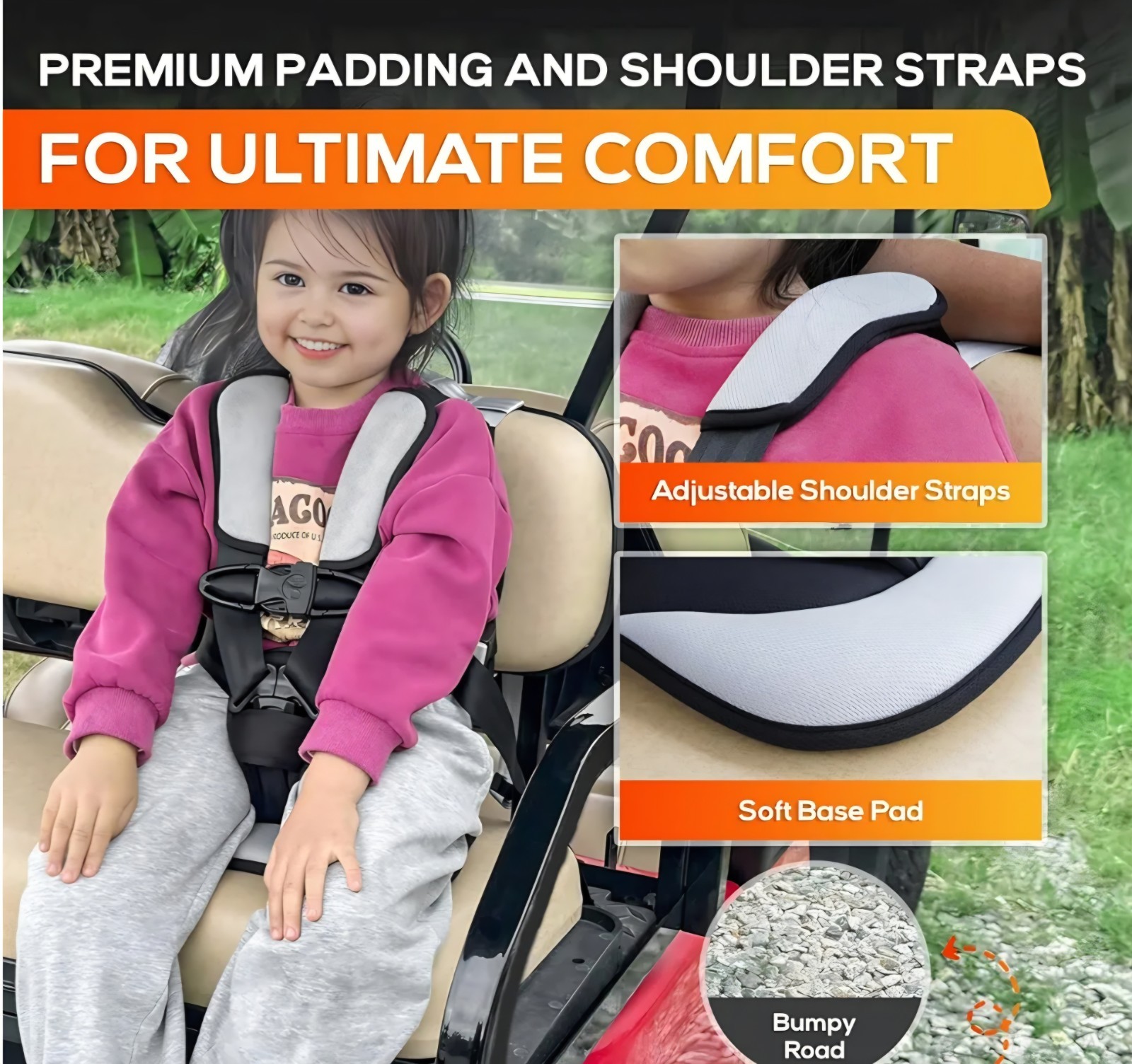 Golf Cart Child Positioner for Golf Carts, 5-Point Positioner