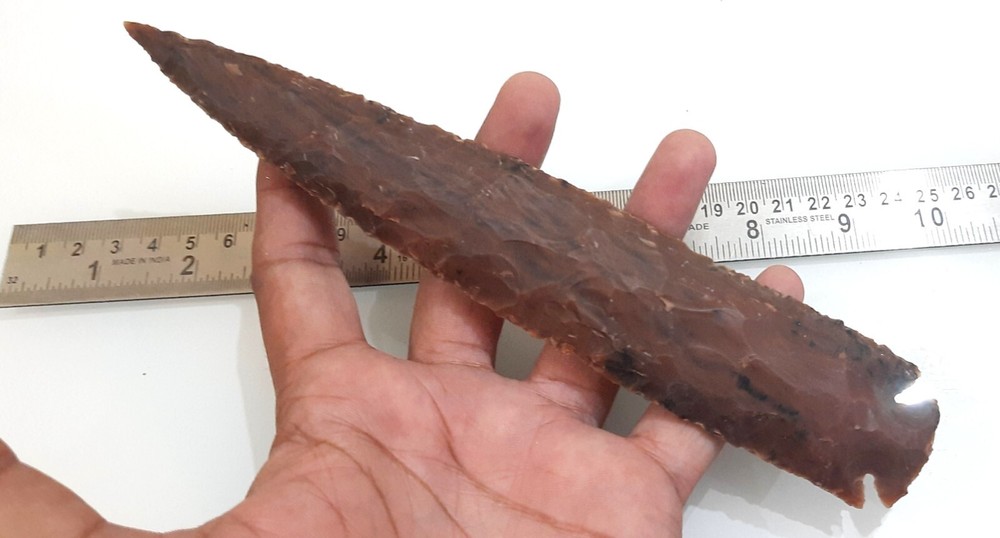 AGATE CRAFTED 8 INCHES FLINT STONE NATIVE ARROWHEAD POINT