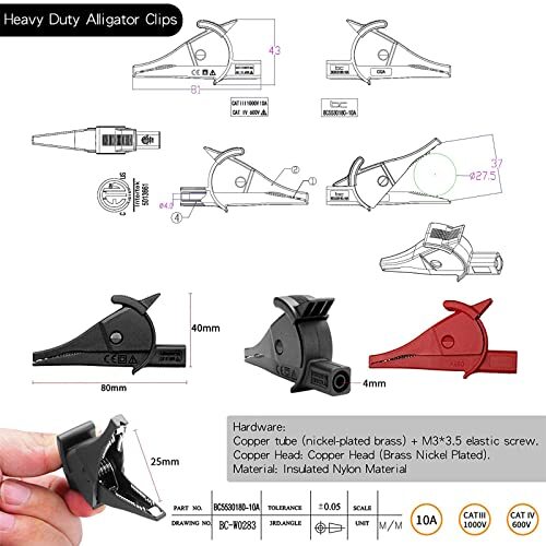 24 Pcs Multimeter Test Leads Set with Alligator Clips Insulation Piercing Tes...