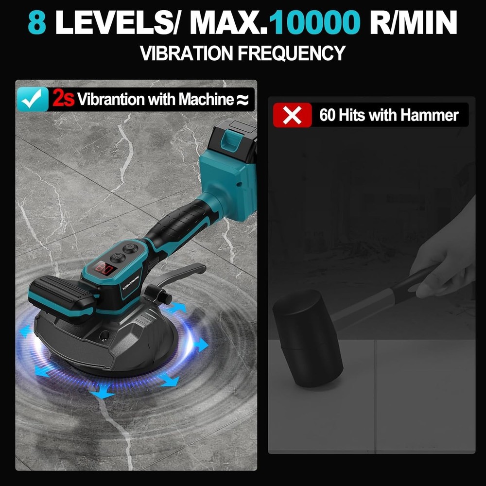 Cordless Tile Vibration Tool, LAKIX Tile Vibration Leveling Machine With 2 Batte