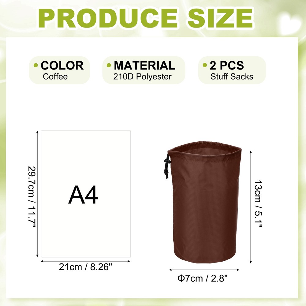 Drawstring Bag, Storage Bags, 3x5" & 2Pcs & Coffee