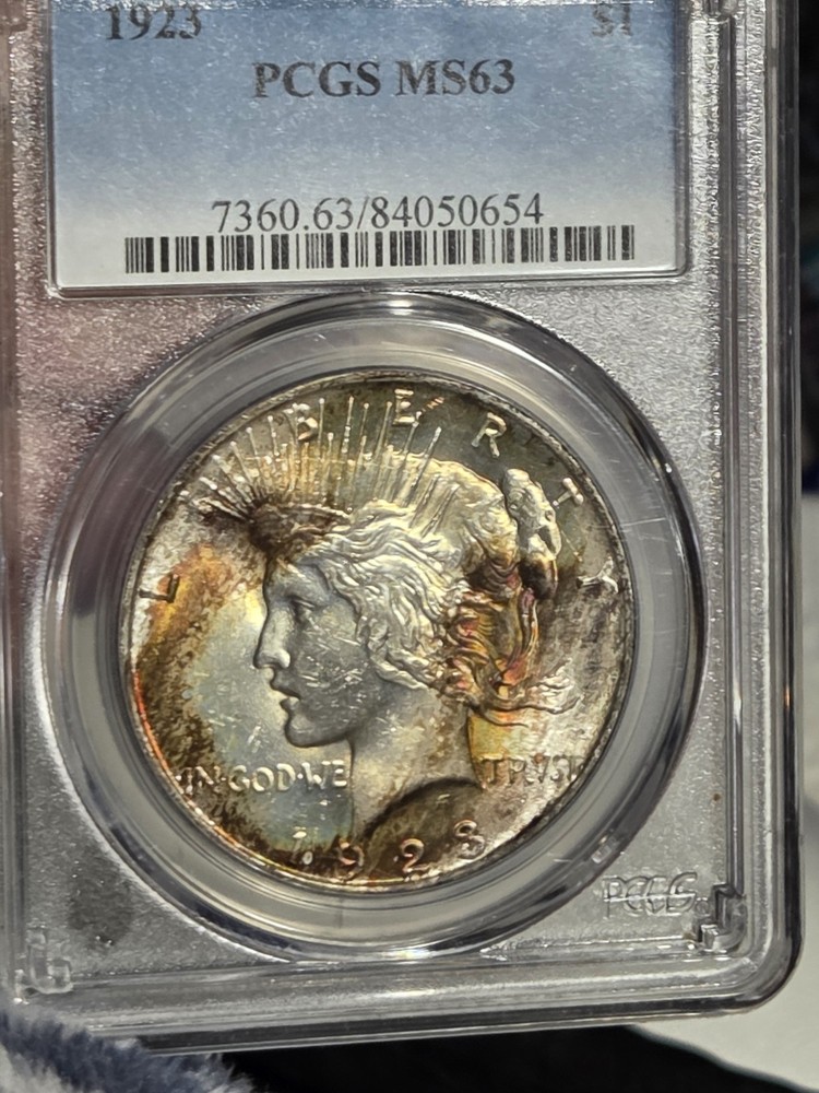 1923 $1 Peace Dollar PCGS MS63 Toned
