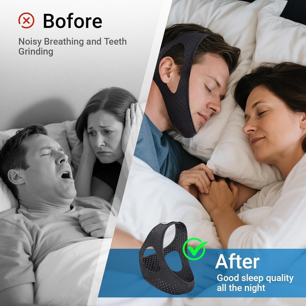 Chin Strap for Sleeping Comfortable Stop Snoring Solution, Snore Stopper Adju...