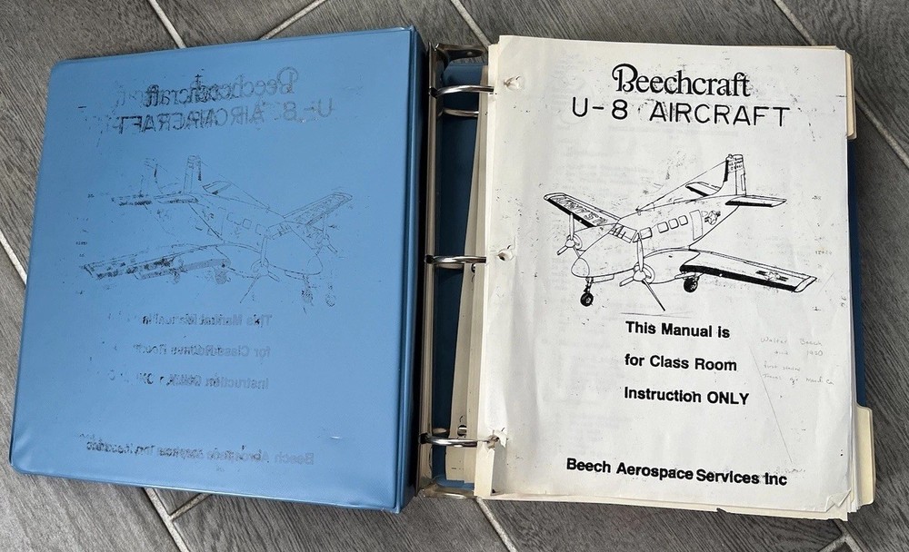 Beachcraft U-8 Aircraft Training Manual for Classroom Training Reference Only Og
