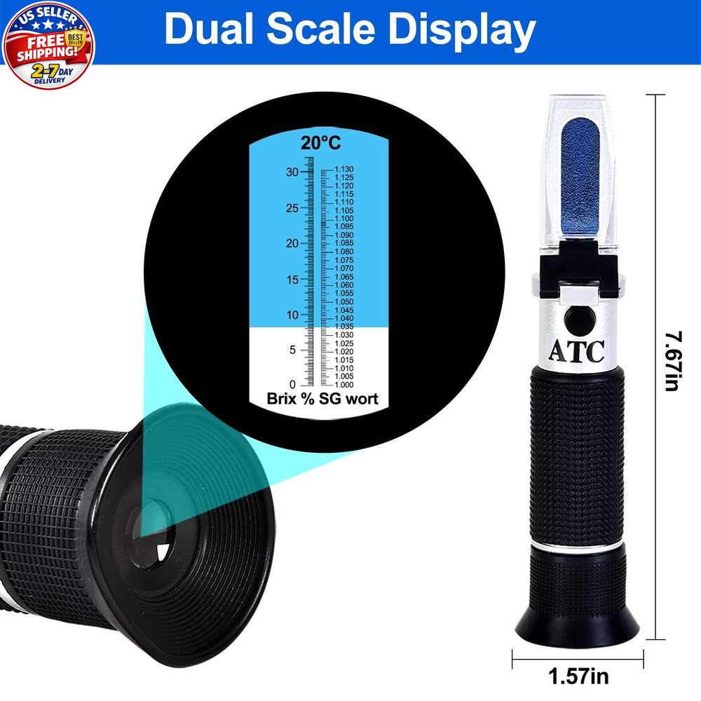 Portable Brix Refractometer with ATC, Accurate Dual Scale Brix Meter Specific...