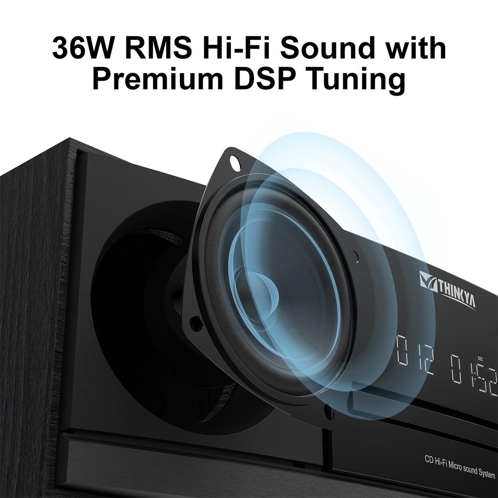 ** NEW Bluetooth Stereo System | 36W | CD Player | Compact Micro HiFi | Black