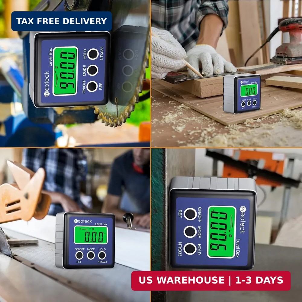 Neoteck Digital Angle Finder LCD Digital Angle Gauge Waterproof Protractor Incli