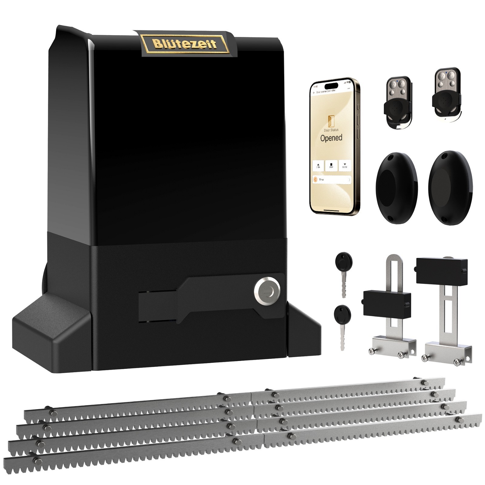 Blütezeit 1800lb WiFi Sliding Gate Opener 1/2HP Rack Driven w/ IR Sensor&Remotes