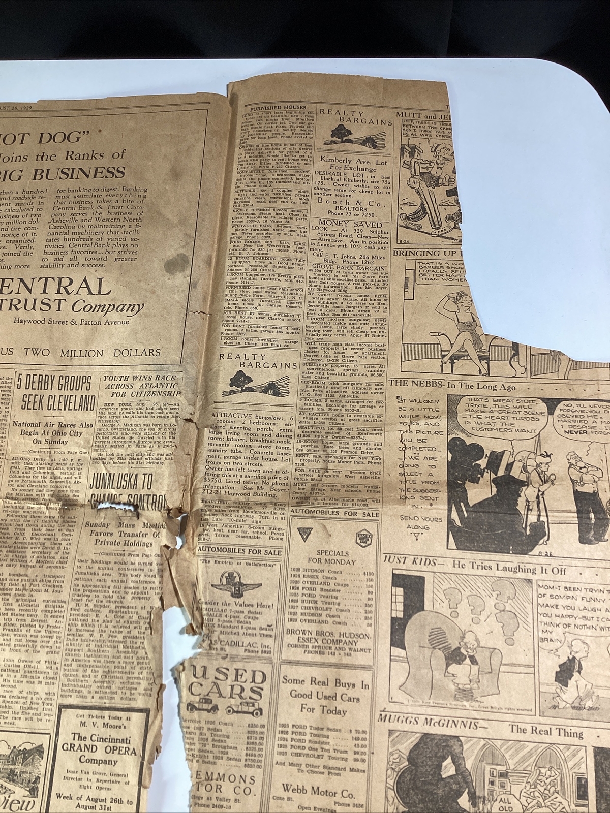 Ashville NC Newspaper Aug 26, 1929 Opera Zeppelin Israel Uncle Remus Great Ads!
