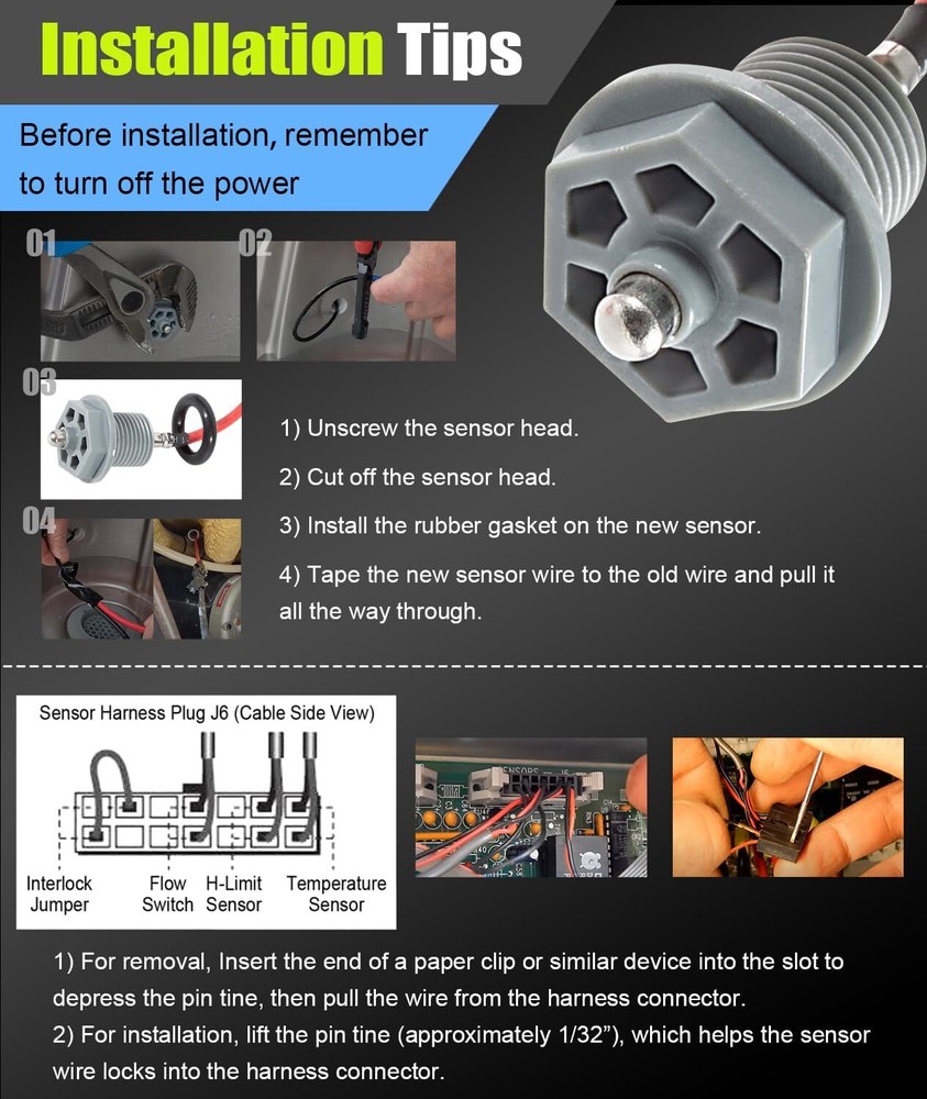 Replace for Sundance 6600-167 Temperature Sensor, with Curled Finger Connectors