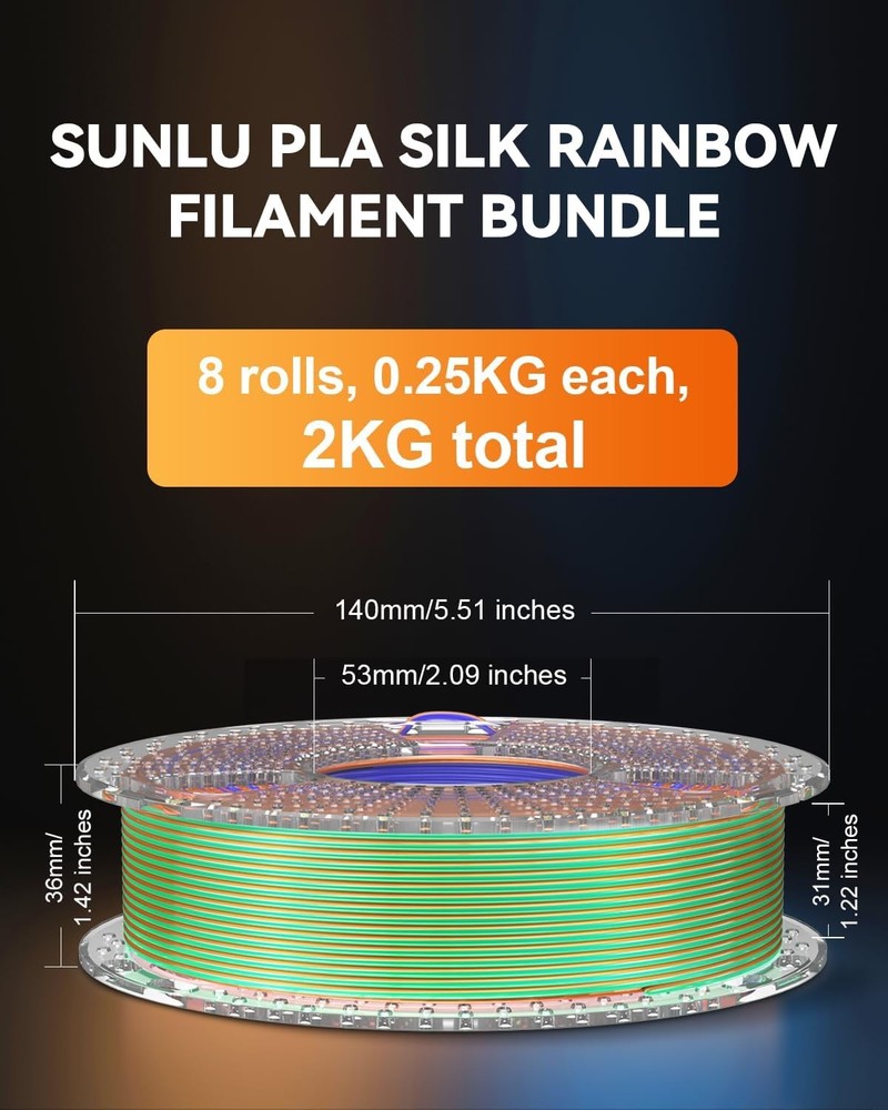 SUNLU Silk PLA Filament Bundle Multicolor 2kg