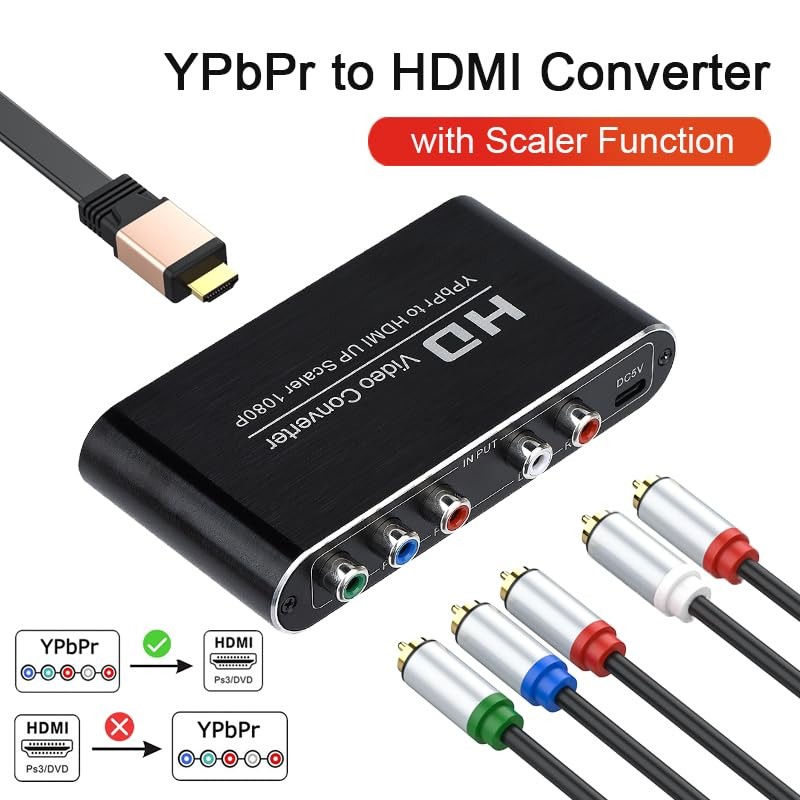 YPbPr to HDMI Converter with Scaler Function, Component Black