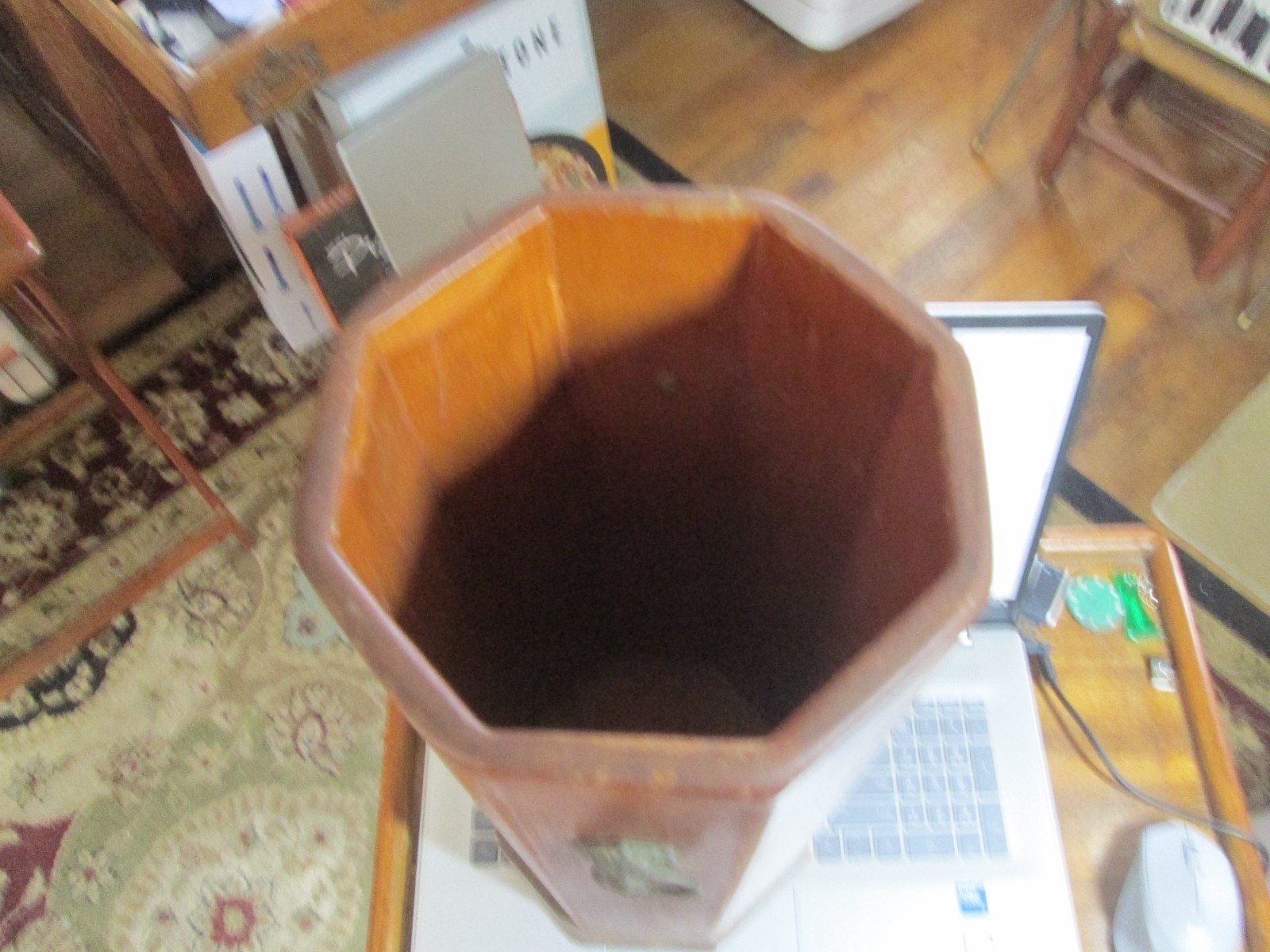 Vintage Wood 18" Umbrella Cane Stand Lion Head Accents Pulls