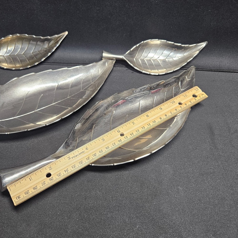 Lot of 4 Silver Plate Leaf Dishes