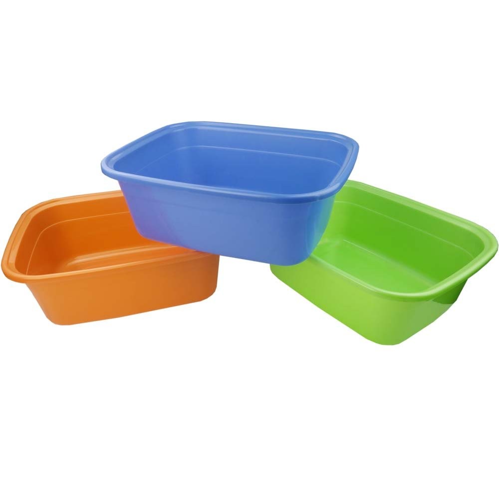 Nicesh 14 Quart Plastic NonSlip Dish Basin Pan, 3Pack