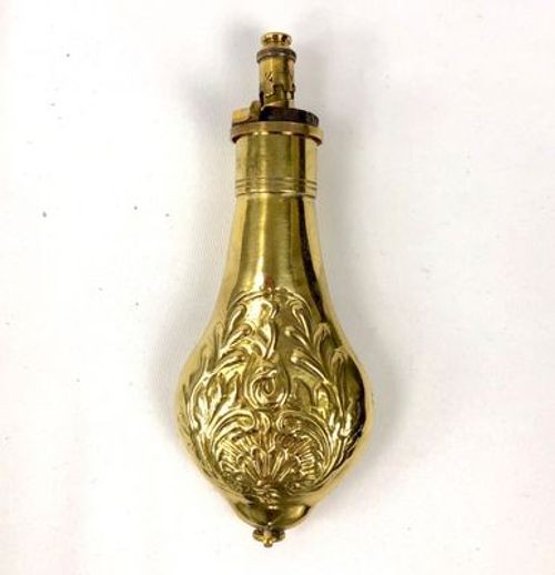 Brass Embossed Priming Flask with Adjustable Spout