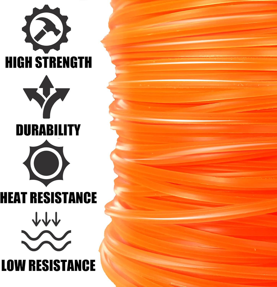 String Trimmer Line, Commercial Grade Orange Pentagon Weed Eater String, Premium